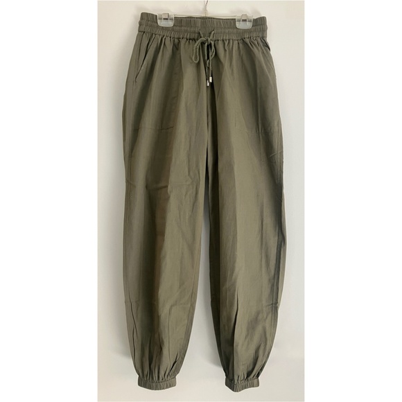 NWOT Novica Green Enzyme Wash Cotton Twill Joggers with Drawstring Waist size S - Picture 3 of 7